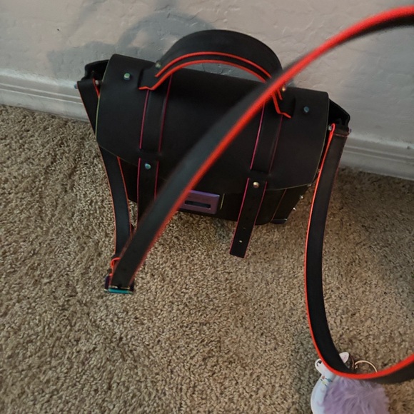 Michael Kors Black Satchel with Orange Handle with matching crossbody strap - Picture 7 of 7